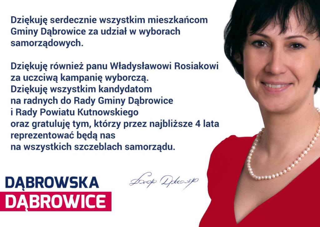 Dorota Dabrowska podziekowania